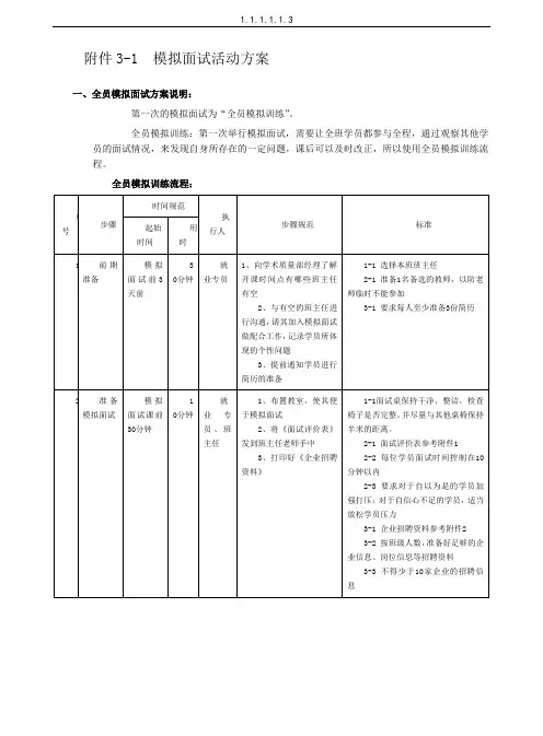模拟面试活动方案一