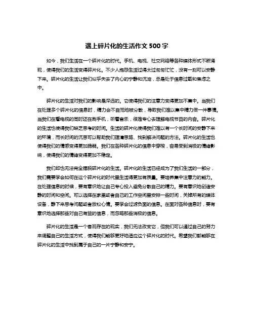遇上碎片化的生活作文500字