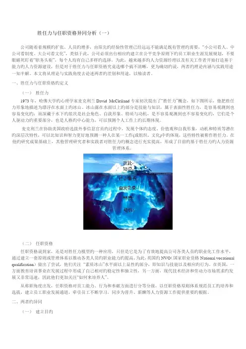 胜任力与任职资格异同分析