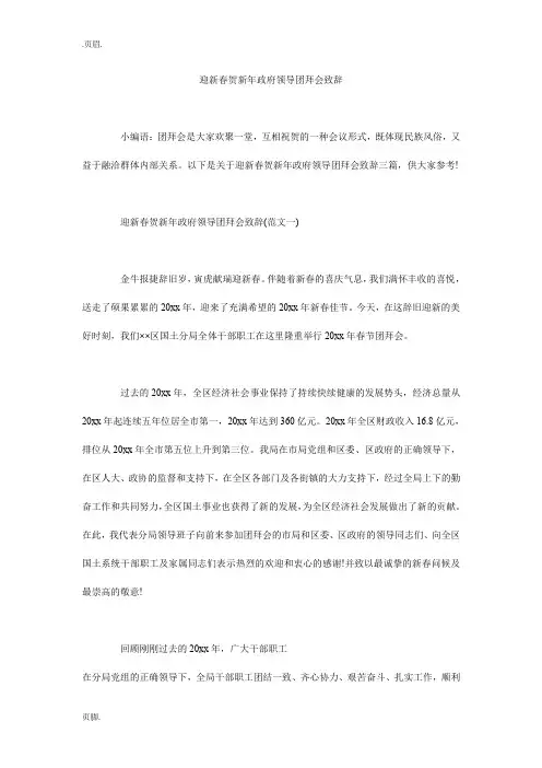 迎新春贺新年政府领导团拜会致辞_0