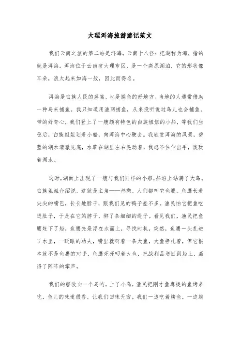 大理洱海旅游游记范文(2篇)