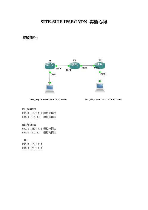 IPSEC VPN自我实验心得