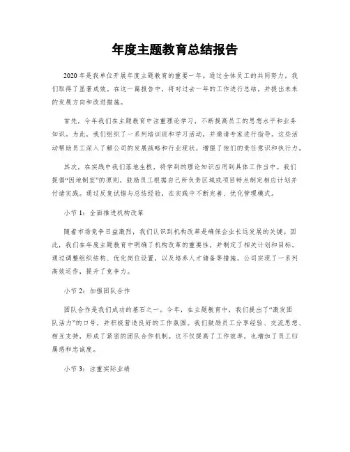 年度主题教育总结报告