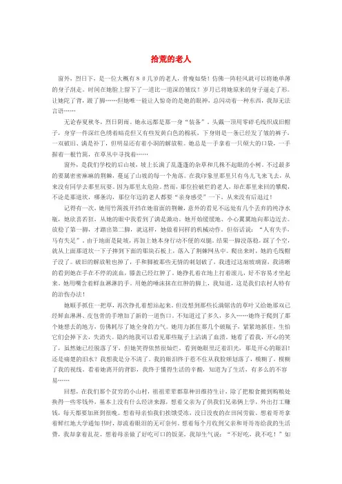 高三语文 拾荒的老人作文素材