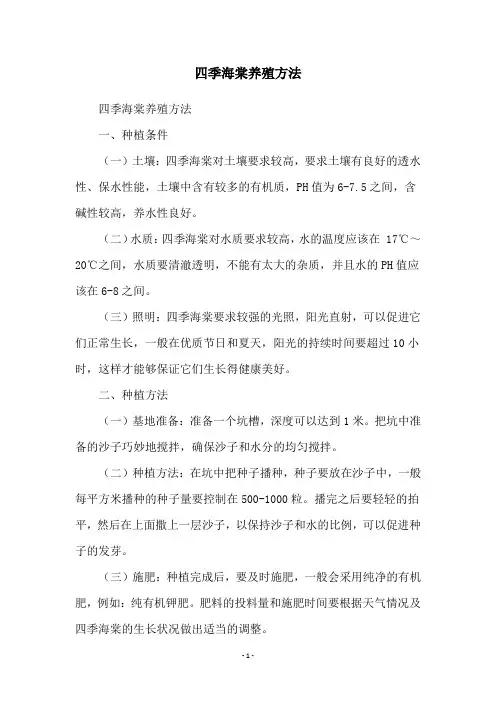 四季海棠养殖方法