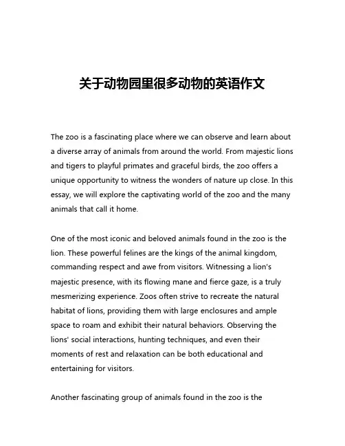关于动物园里很多动物的英语作文