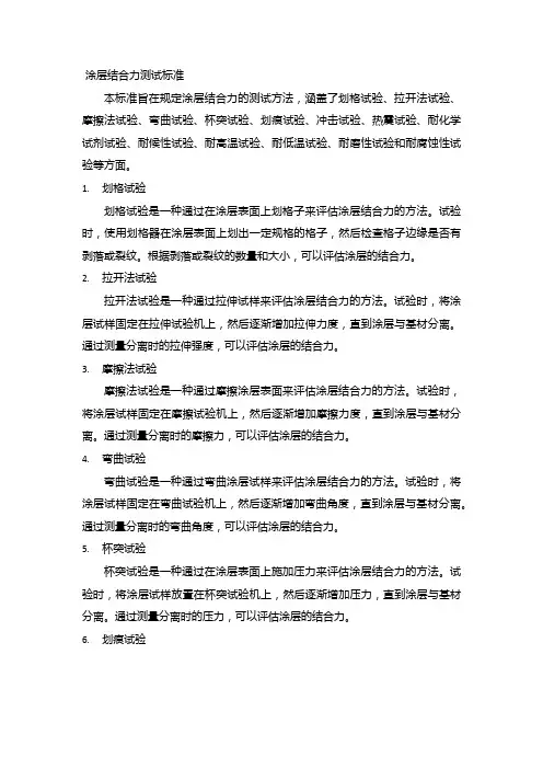 涂层结合力测试标准