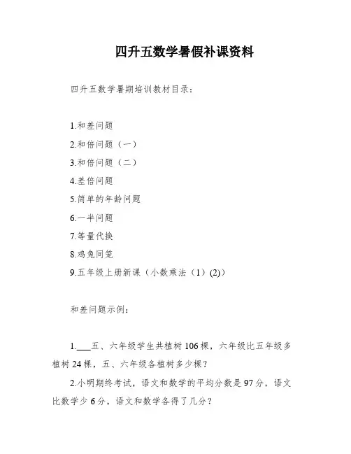 四升五数学暑假补课资料