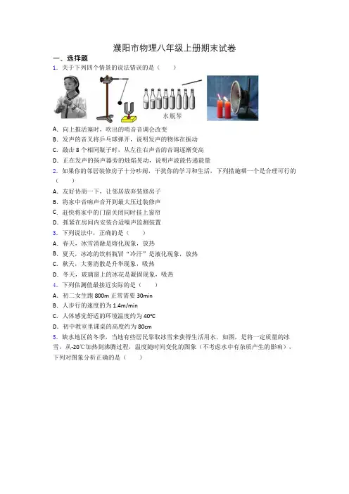 濮阳市物理八年级上册期末试卷