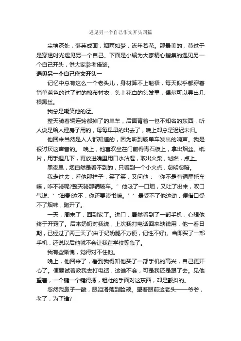 遇见另一个自己作文开头四篇