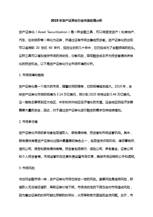 2023年资产证券化行业市场环境分析