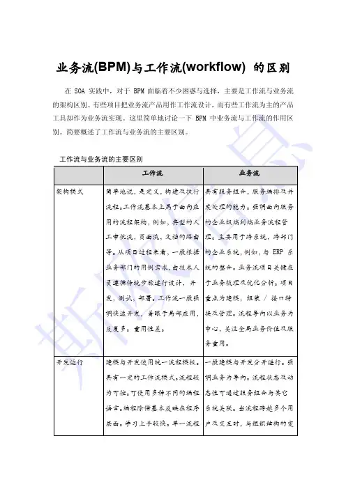 业务流(BPM)与工作流(workflow) 的区别