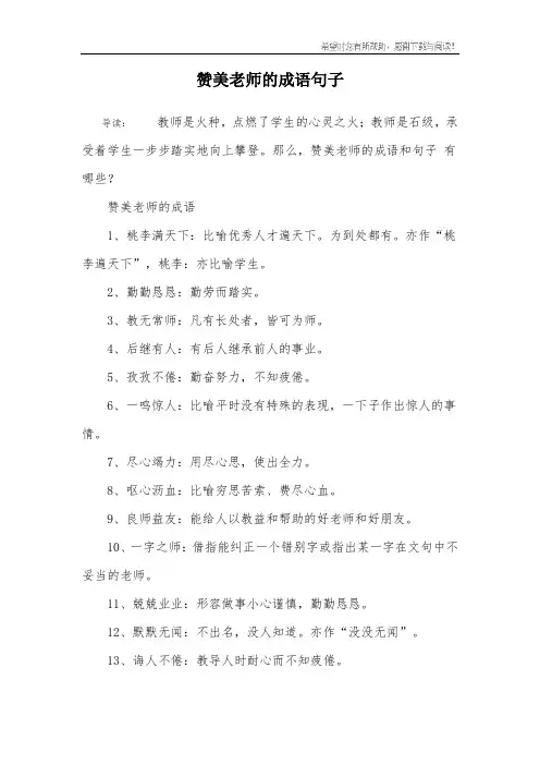 赞美老师的成语句子