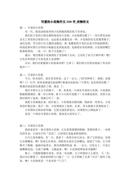 可爱的小花狗作文200字_状物作文_1