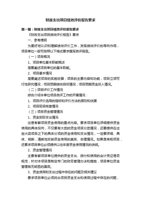 财政支出项目绩效评价报告要求
