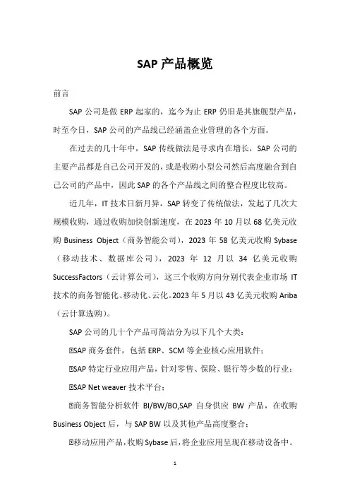 SAP产品概览