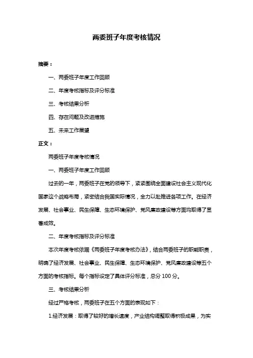两委班子年度考核情况