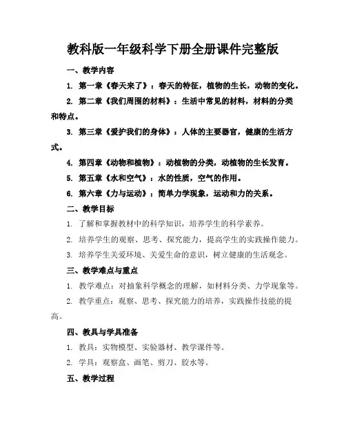 教科版一年级科学下册全册课件完整版