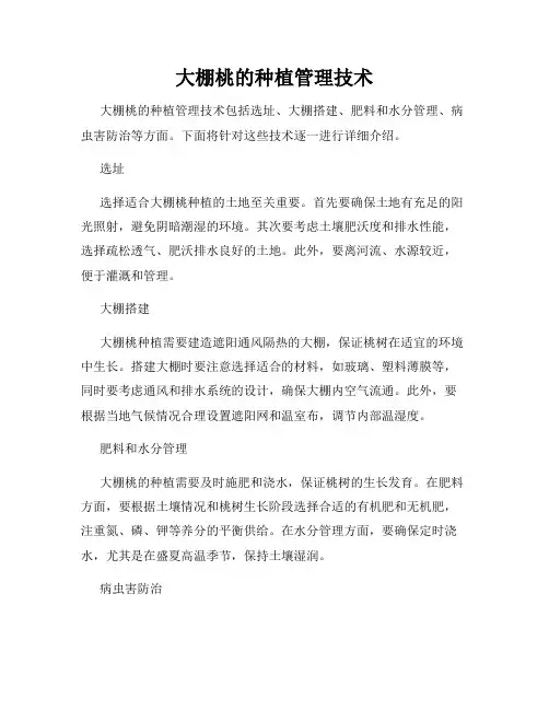 大棚桃的种植管理技术