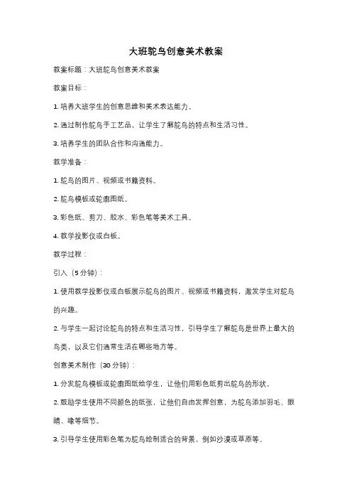 大班鸵鸟创意美术教案