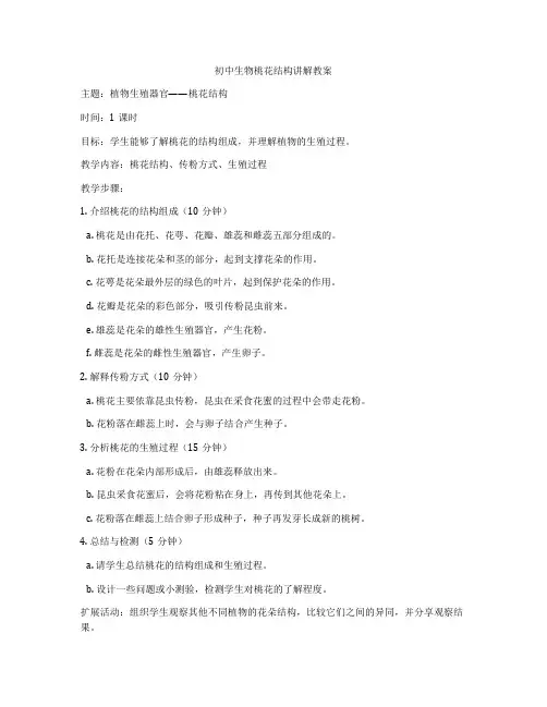 初中生物桃花结构讲解教案