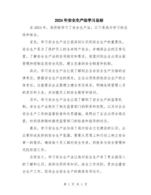2024年安全生产法学习总结