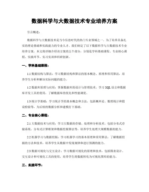 数据科学与大数据技术专业培养方案