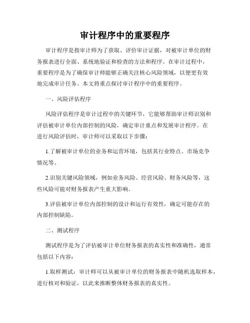 审计程序中的重要程序