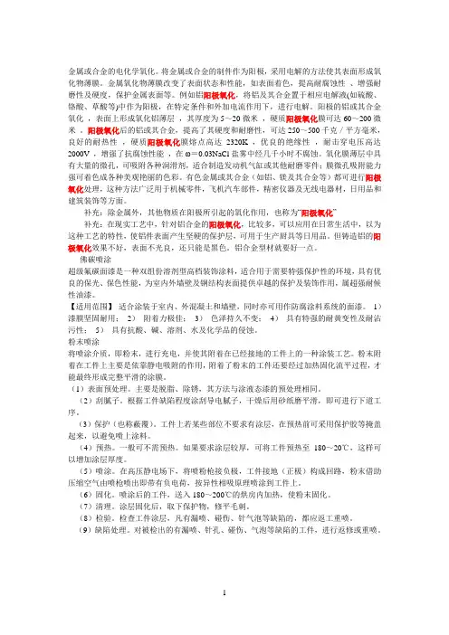 阳极氧化.佛碳喷涂.粉末喷涂相关知识