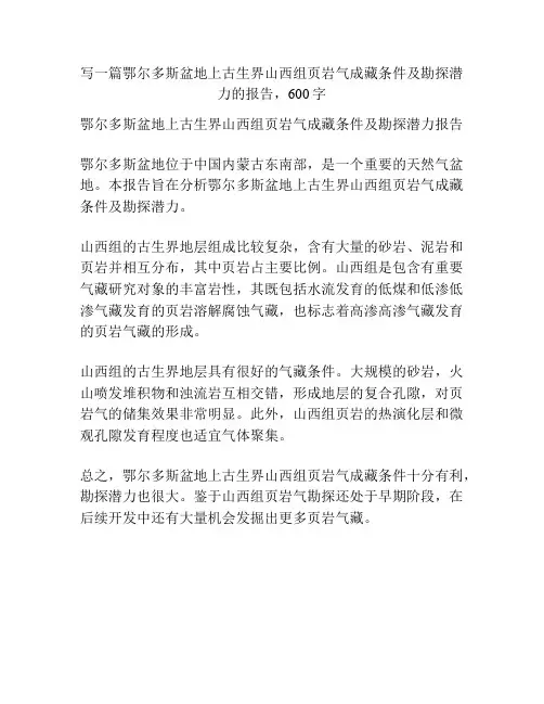 鄂尔多斯盆地上古生界山西组页岩气成藏条件及勘探潜力