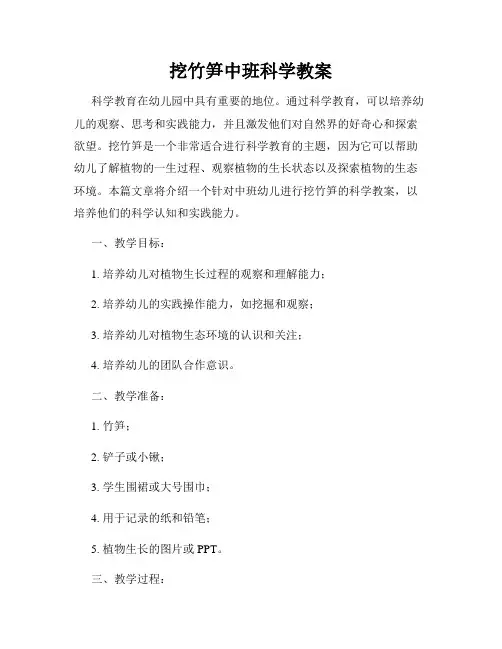 挖竹笋中班科学教案
