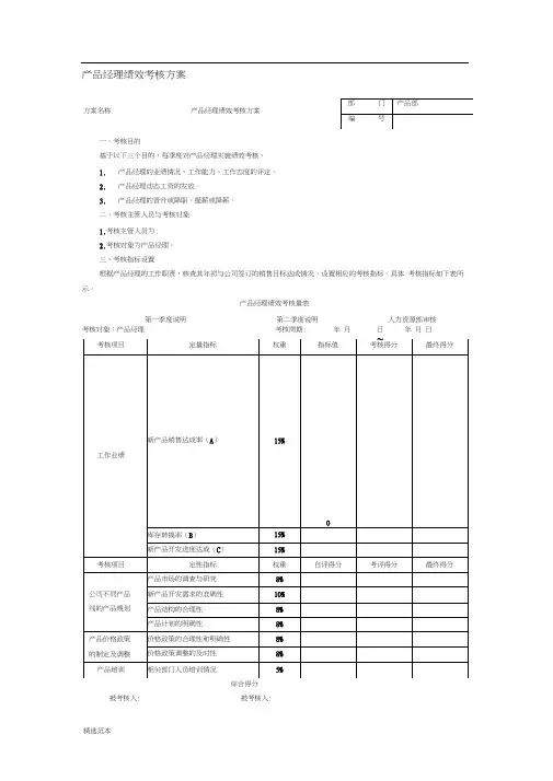 产品经理绩效考核方案最新版