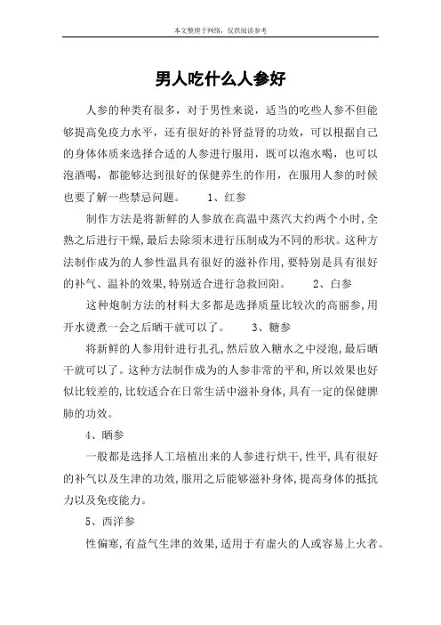 男人吃什么人参好