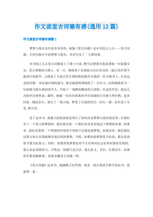 作文读堂吉诃德有感(通用12篇)