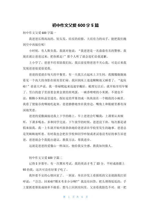 初中作文父爱600字5篇