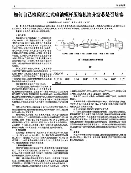 如何自己检验固定式喷油螺杆压缩机油分滤芯是否堵塞