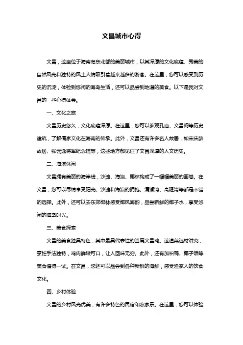 文昌城市心得