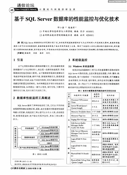 基于SQL Server数据库的性能监控与优化技术