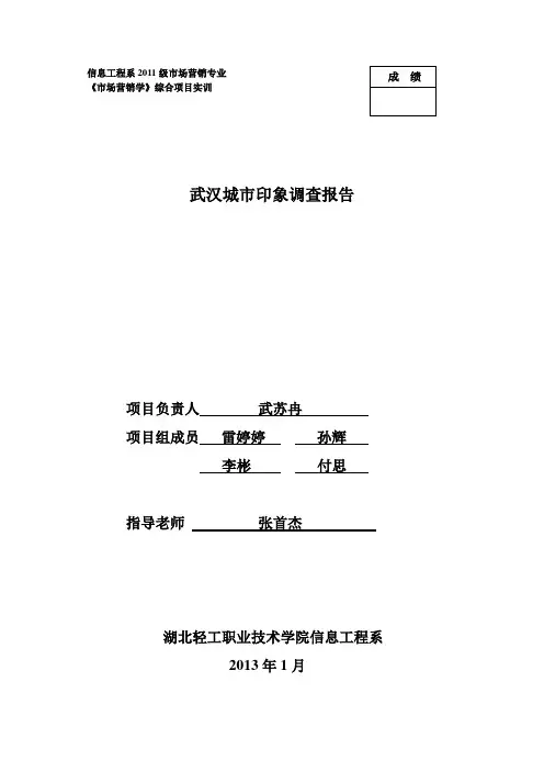 武汉城市印象调查报告