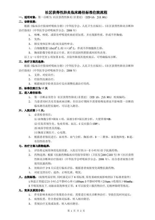 呼吸科-社区获得性肺炎临床路径