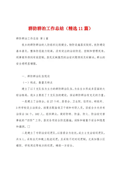 群防群治工作总结(精选11篇)