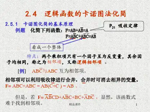 逻辑函数的卡诺图法化简