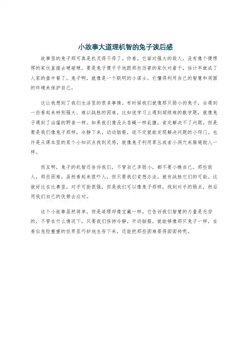 小故事大道理机智的兔子读后感