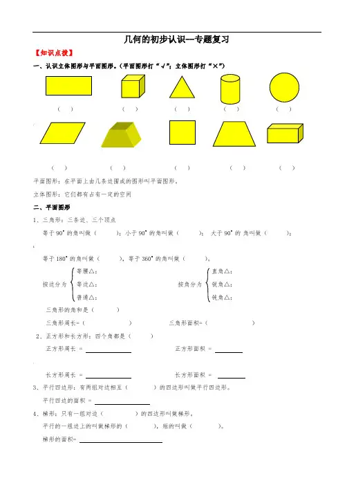 北师大版小升初几何的认识-专题复习