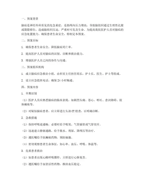 患者突发脑疝的应急预案