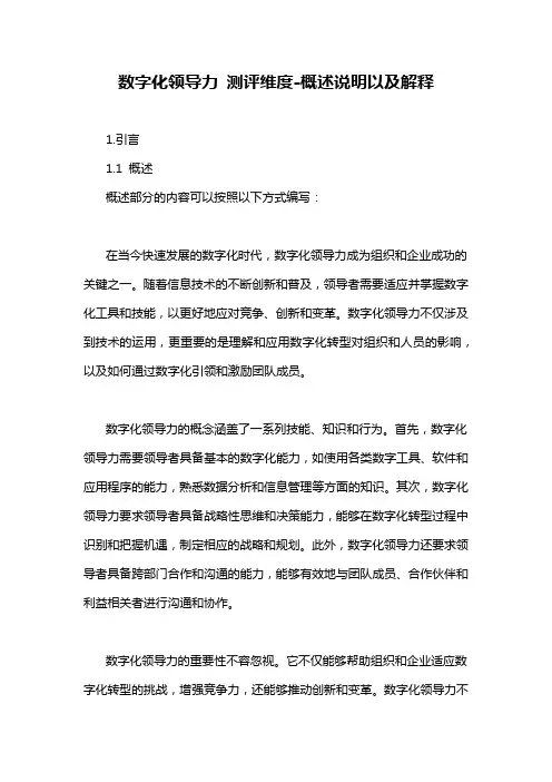 数字化领导力 测评维度-概述说明以及解释