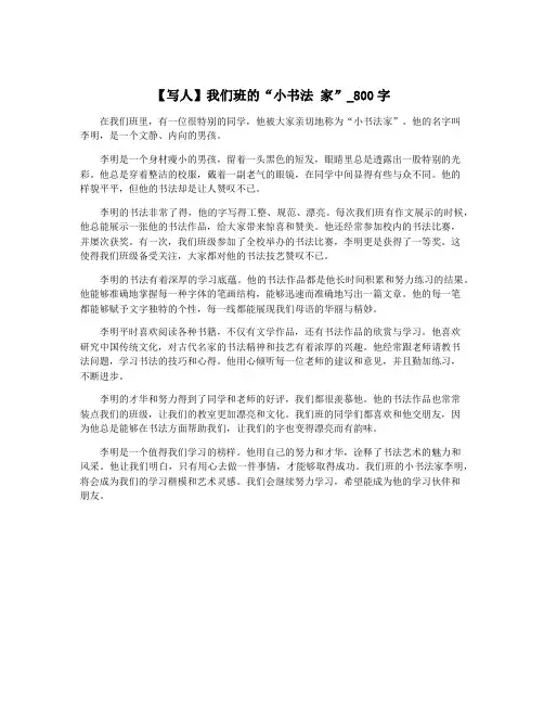 【写人】我们班的“小书法 家”_800字