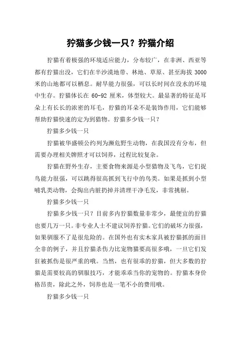 狞猫多少钱一只？狞猫介绍