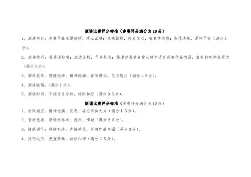 演讲比赛评分标准(参赛评分满分为10分)