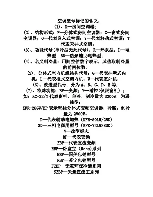 空调字母标记含义及能效定义